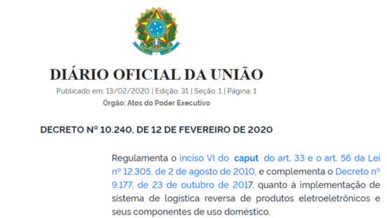 Governo Federal assina novo decreto para reforçar a implementação da logística reversa de eletroeletrônicos no Brasil